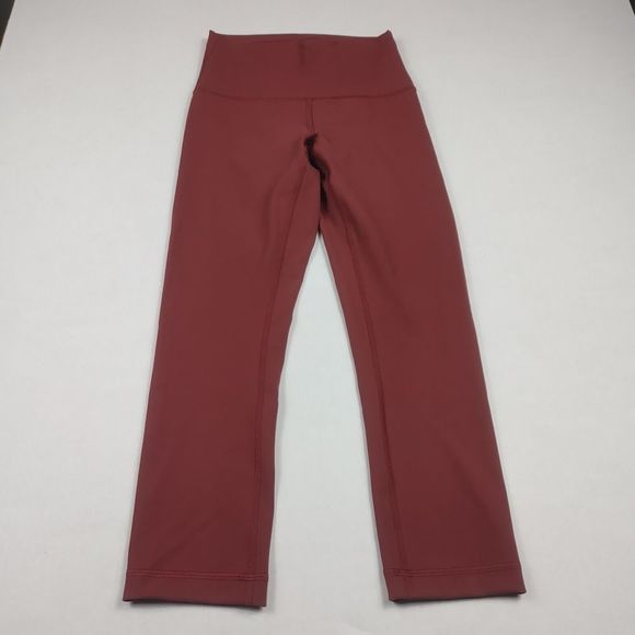 Lululemon Womens Wunder High Rise Cropped Leggings Dark Red Stretchy Size 4 - Picture 1 of 12